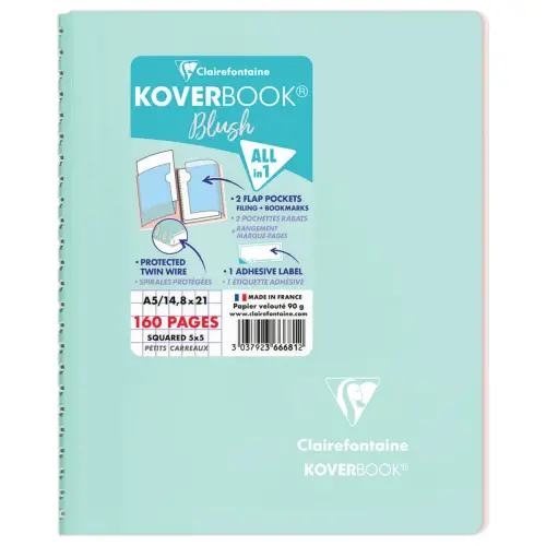 Cahier spirale KOVERBOOK Blush - A5 160 pages - 90g - CLAIREFONTAINE