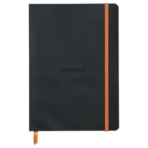Carnet broché Rhodiarama A5 160 pages - couverture souple - noir - RHODIA