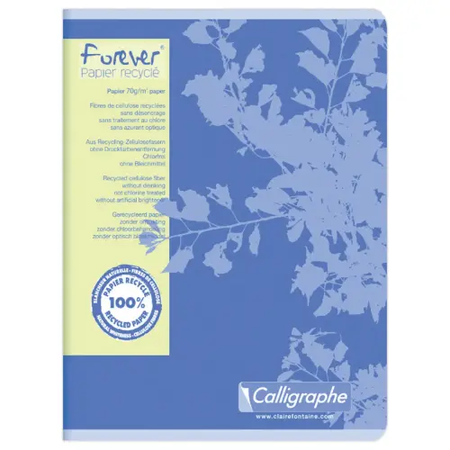 Cahier piqu&eacute; recycl&eacute; 17x22cm, 70g, Seyes, 96 pages 