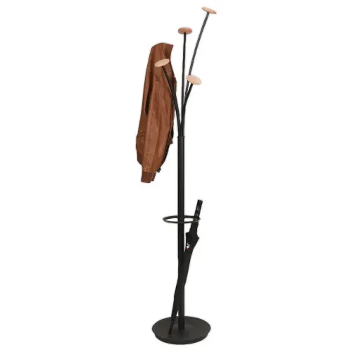 Portemanteau Festy - H 1.75 m - Noir et bois - ALBA 