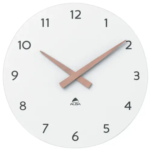 Horloge murale milena blanche 30 cm cadran bois - ALBA