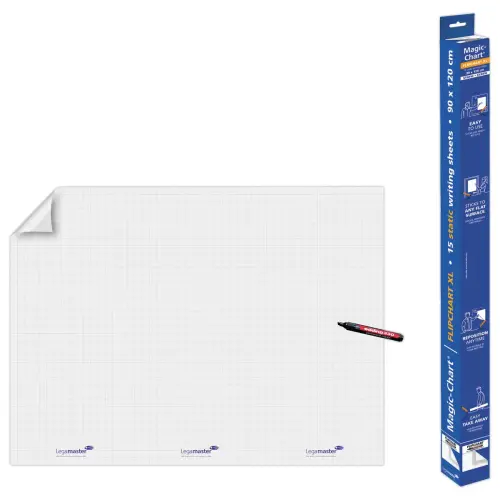 Rouleau 15 feuilles &eacute;lectrostatiques Magic Chart - Quadrillage - 90 x 120 cm - LEGAMASTER 