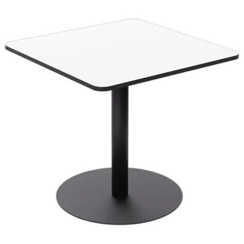Table de restauration stratifi&eacute;e carr&eacute;e- 80x 80 cm - blanc pieds noirs 