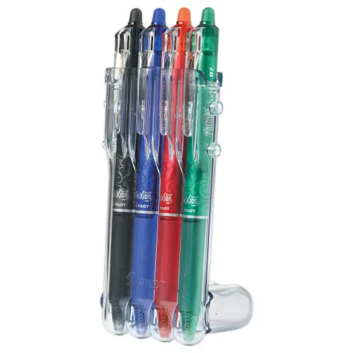4 Stylos-billes gel FriXion Ball Clicker 07 - Effaçables - Pointe moyenne - Coloris assortis - Pilot