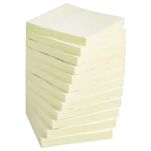12 Blocs notes repositionnables - 76 x 76 mm - Jaune - FIDUCIAL