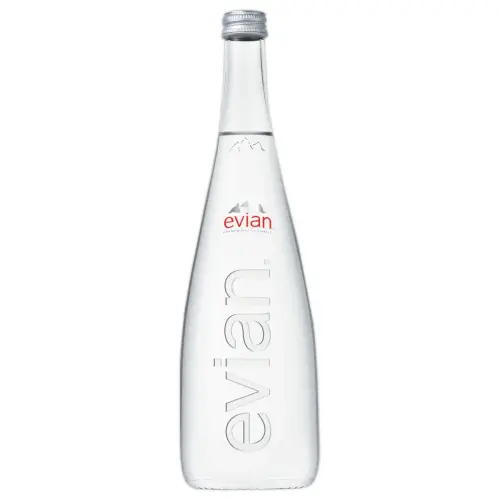 12 Bouteilles d'eau en verre - 75 cl - Evian 