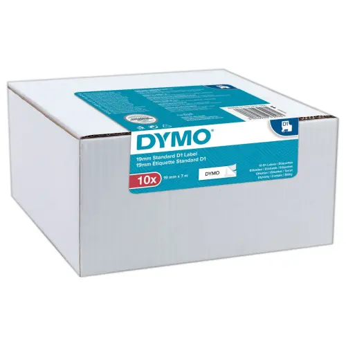 10 Rubans pour titreuse DYMO D1 19mm - blanc impression noire