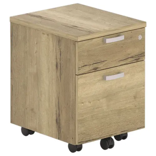 Caisson mobile mélamine 2 tiroirs 1 plumier Chêne veiné