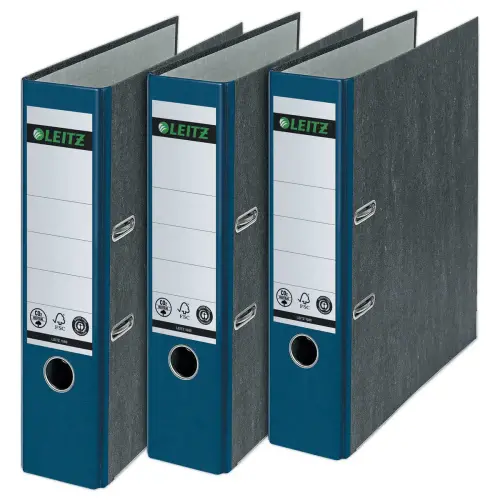 Classeurs &agrave; levier carton marbr&eacute; - Dos 8 cm  - bleu - LEITZ 