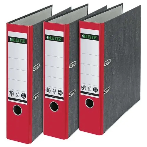 Classeurs à levier carton marbré - Dos 8 cm - rouge - LEITZ