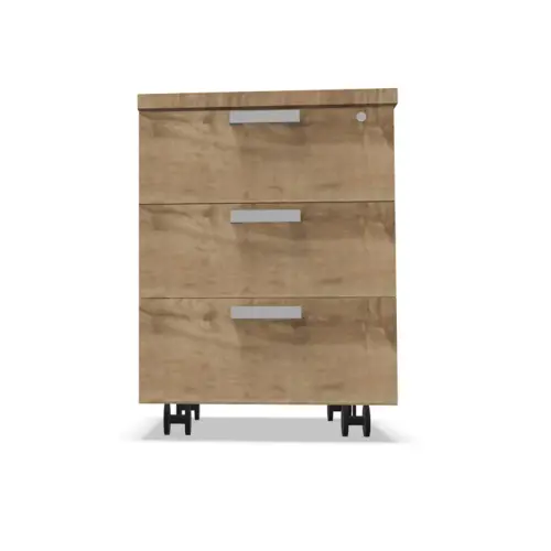 Caisson mobile 3 tiroirs - Ch&ecirc;ne vein&eacute; et m&eacute;lamin&eacute; - Mont&eacute; - Fiducial 