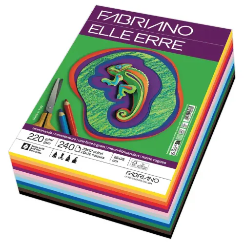240 Feuilles de dessin "ELLE ERRE" 25X35 cm - 220gr ASSORTIS