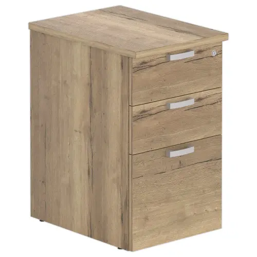 Caisson 3 tiroirs - Ch&ecirc;ne vein&eacute; - P 80 cm 
