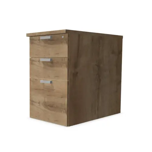 Caisson 3 tiroirs - Ch&ecirc;ne vein&eacute; - P 80 cm 