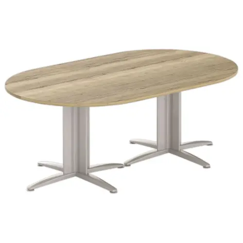 Table r&eacute;union ovale 200x120 ch&ecirc;ne vein&eacute;/aluminium 
