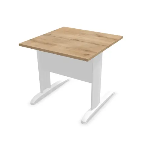 Table 80 x 80 chêne veiné - pieds blanc Fiducial
