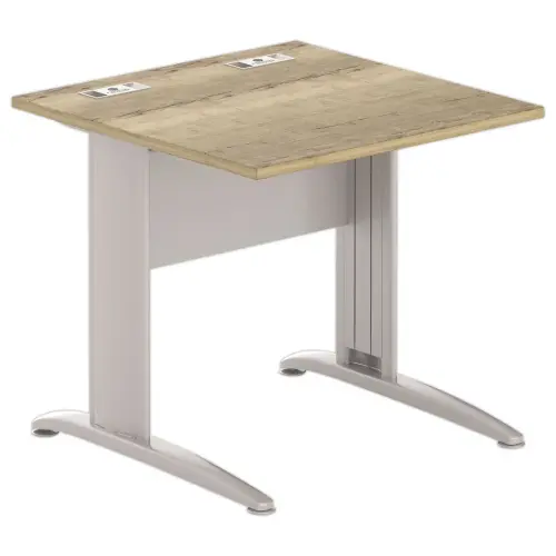 Table 80 x 80 chêne veiné - pieds aluminium Fiducial