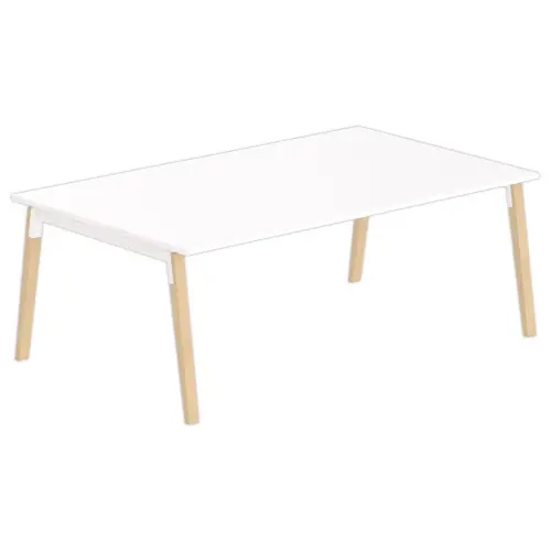 Table de réunion 200 x 120 cm blanc / hêtre