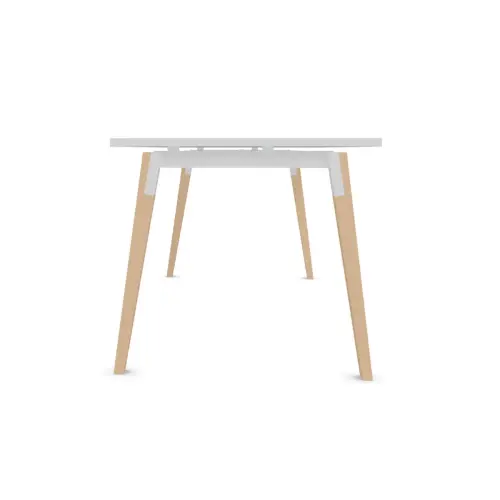 Table de réunion 200 x 120 cm blanc / hêtre