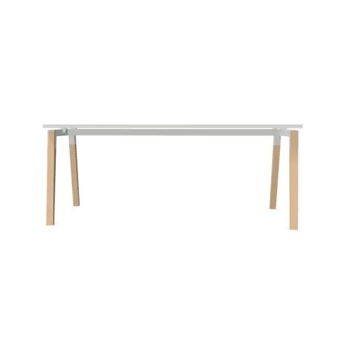 Table de réunion 200 x 120 cm blanc / hêtre
