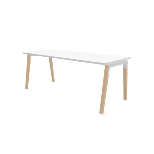 Table de réunion 200 x 120 cm blanc / hêtre