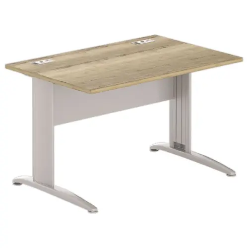 Bureau BUENOS AIRES - Plateau ch&ecirc;ne vein&eacute; et pieds aluminium - 120x80 cm 