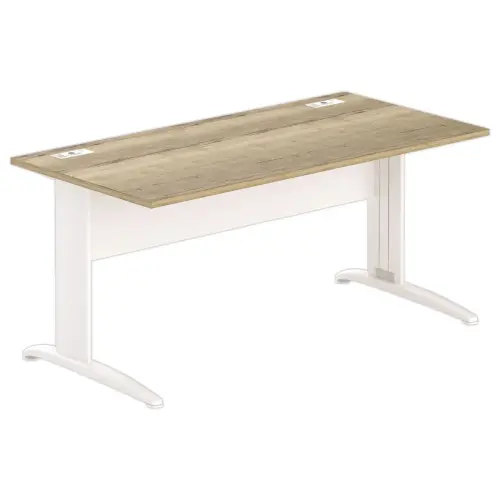 Bureau Buenos Aires - 160 x 80 cm - Plateau chêne veiné et pieds blancs - FIDUCIAL OFFICE SOLUTIONS