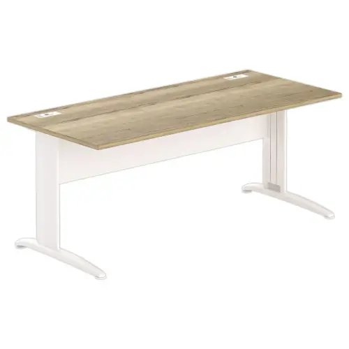 Bureau Buenos Aires - 180 x 80 cm - Plateau chêne veiné et pieds blancs - FIDUCIAL OFFICE SOLUTIONS
