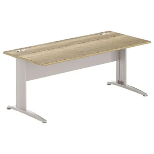 Bureau BUENOS AIRES - Plateau ch&ecirc;ne vein&eacute; et pieds aluminium - 180x80 cm 
