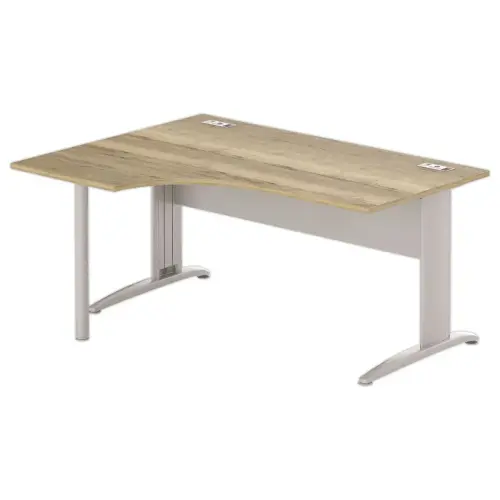 Bureau BUENOS AIRES compact retour &agrave; gauche 160X80 ch&ecirc;ne vein&eacute;/alu 