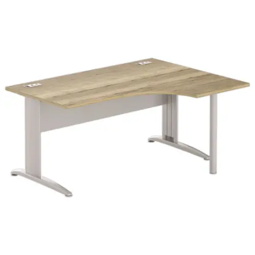Bureau BUENOS AIRES compact retour &agrave; droite 160 x 80 ch&ecirc;ne vein&eacute;/alu 