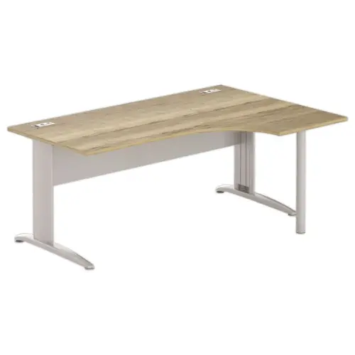 Bureau BUENOS AIRES compact retour à droite 180 x 80 chêne veiné/alu