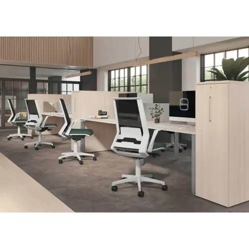 Bureau vis &agrave; vis 4 pieds 140 X 160 X 74 ch&ecirc;ne vein&eacute;/alu 