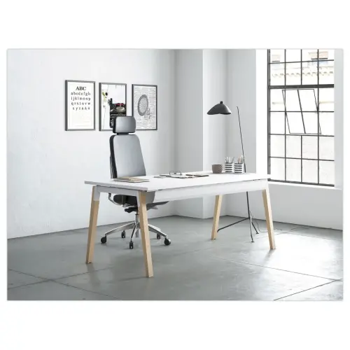 Bureau rectangulaire 180x80 Blanc/ Hêtre Bangkok