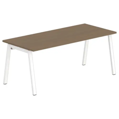 Bureau rectangulaire 180x80 Noyer / pi&eacute;t. Blanc BANGKOK 