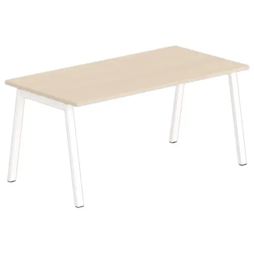 Bureau rectangulaire 160x80 Acacia clair / pi&eacute;t. Blanc BANGKOK 