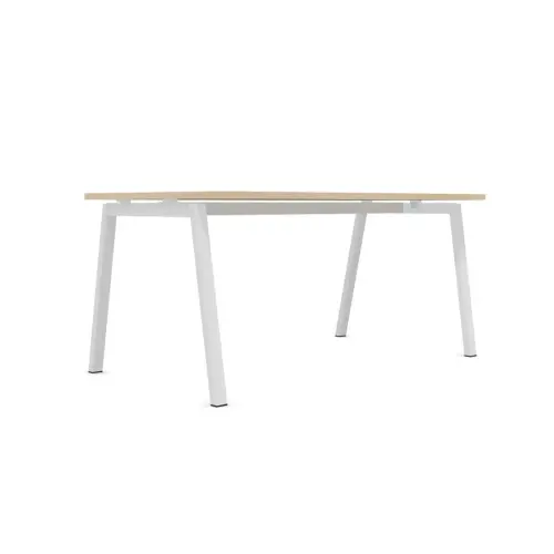 Bureau rectangulaire 160x80 Acacia clair / pi&eacute;t. Blanc BANGKOK 