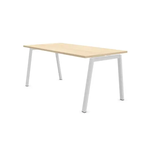 Bureau rectangulaire 160x80 Acacia clair / pi&eacute;t. Blanc BANGKOK 