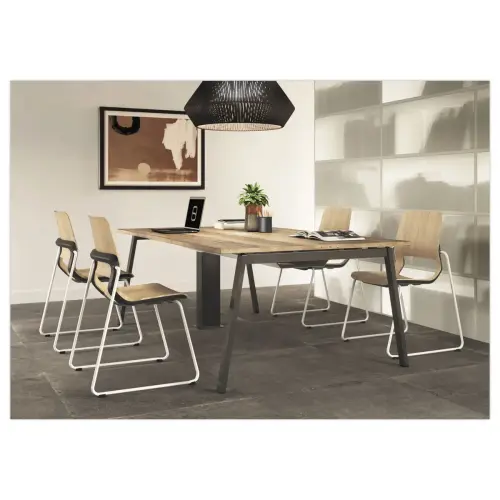 Table rectangulaire 200x120 Blanc / Piét.Blanc