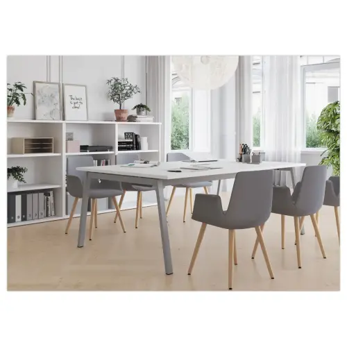 Table rectangulaire 200x120 Blanc / Piét.Blanc