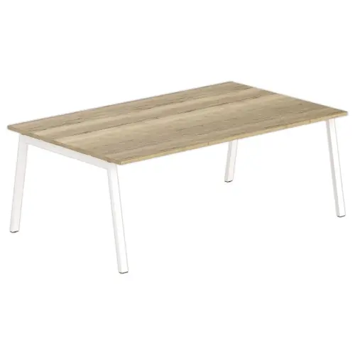 Table rectangulaire 200x120 CH&ecirc;ne Vein&eacute; / Pi&eacute;t.Blanc 