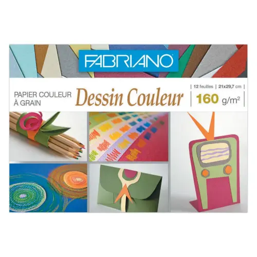 Pochette de papier dessin couleur 21x29,7 cm - 160gr - 12 feuilles 
