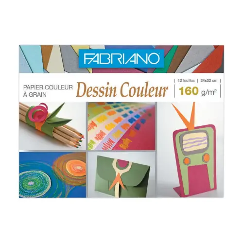 Pochette de papier dessin couleur 24x32cm - 160gr - 12 feuilles 