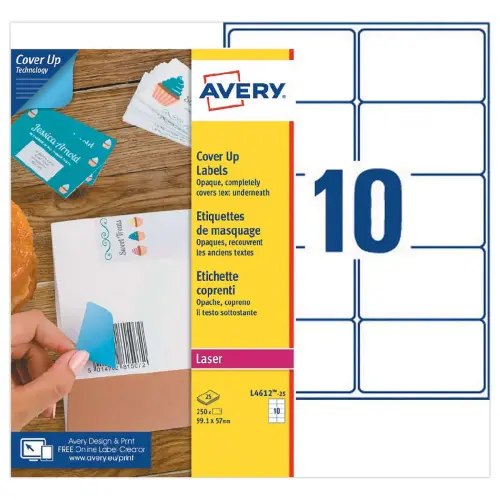 Étiquettes de masquage laser AVERY 99,1 x 57 mm 25 f x 10 étiquettes