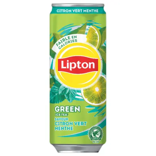 24 Canettes Green Ice Tea - Saveur citron vert menthe - 33cl - LIPTON