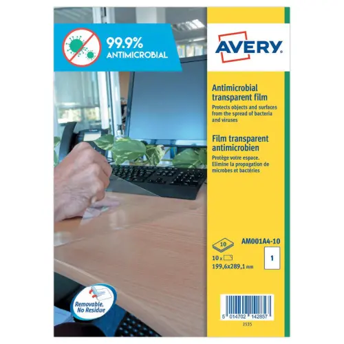 Films adhésifs amovibles antimicrobiens AVERY 199,6 x 289,1 mm