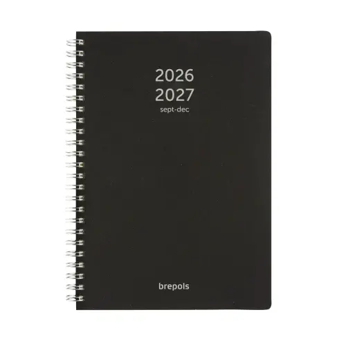 Agenda semainier à spirale - Ligne - 14,8 x 21cm - Noir - Septembre à décembre - BREPOLS