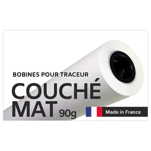 Rouleau de papier couch&eacute; mat  0,914  X90 m - 90g 