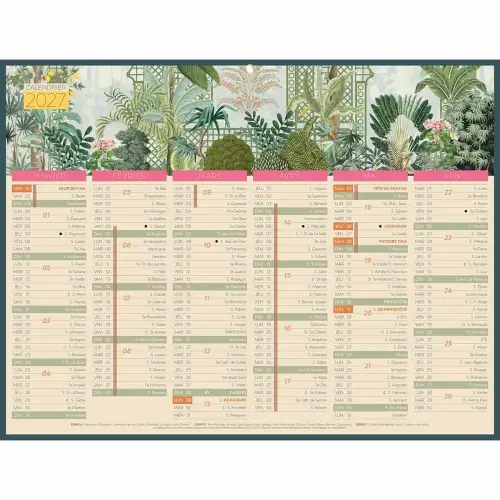 Calendrier de banque 12 mois Exotique - 42 x 32 cm - Janvier &agrave; d&eacute;cembre - BOUCHUT GRANDREMY 