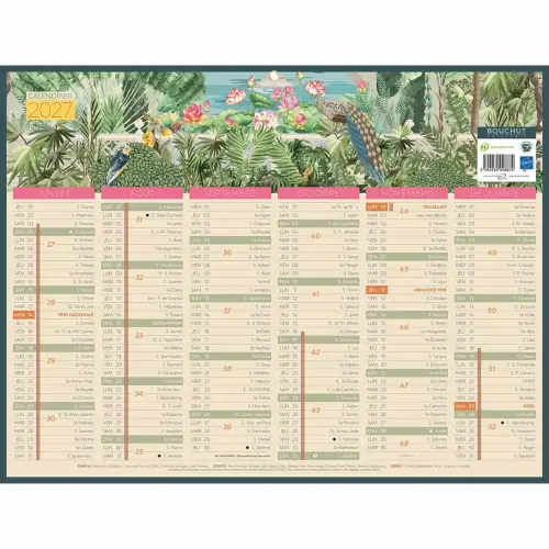 Calendrier de banque 12 mois Exotique - 42 x 32 cm - Janvier &agrave; d&eacute;cembre - BOUCHUT GRANDREMY 
